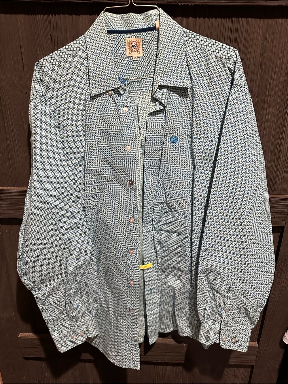 Cinch Men's Light Blue Micro-Pattern Button Down Shirt